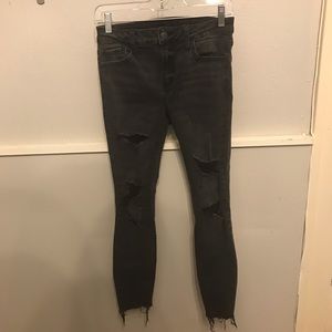 Black Ripped Mid-High Rise Jeans